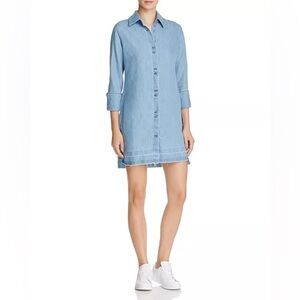 J Brand Bacall Distressed Chambray Tunic Shirtdress